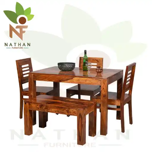 WOODEN DINNING TABLE 1+4